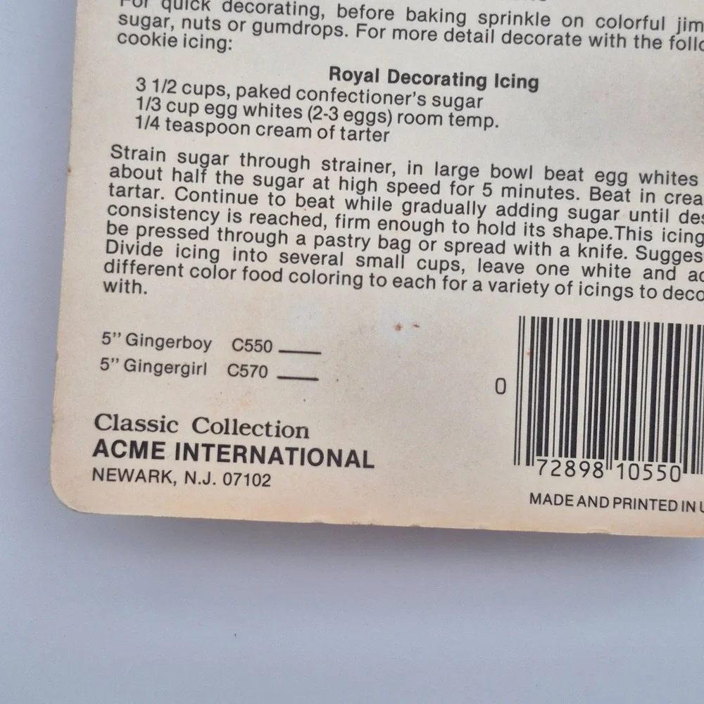 Gingerbread Cookie Cutter Acme International Handcrafted in USA Vintage Classic